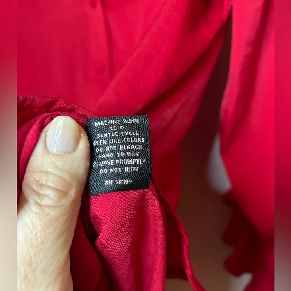 Red Ruffle Sleeve Blouse - Picture 5 of 6